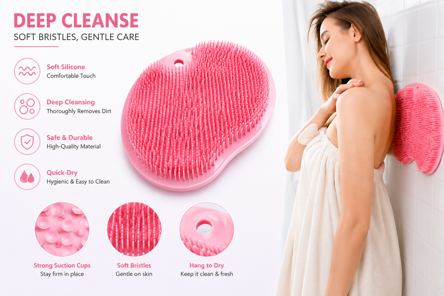 Silicone Foot Scrubber Mat – Deep Clean & Exfoliating Shower Massager with Suction Cups